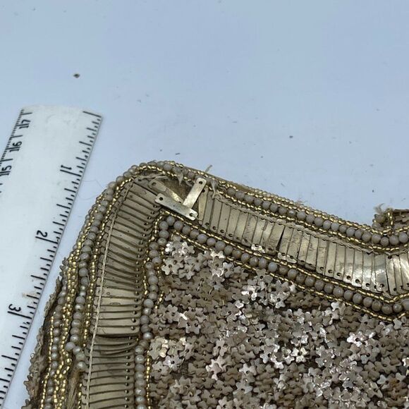 Vintage 70's Sequined Beaded Gold Bow Clusch - Picture 7 of 13